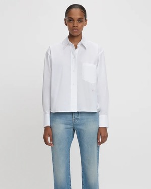 【Victoria Beckham】Cropped Long Sleeve Shirt In White