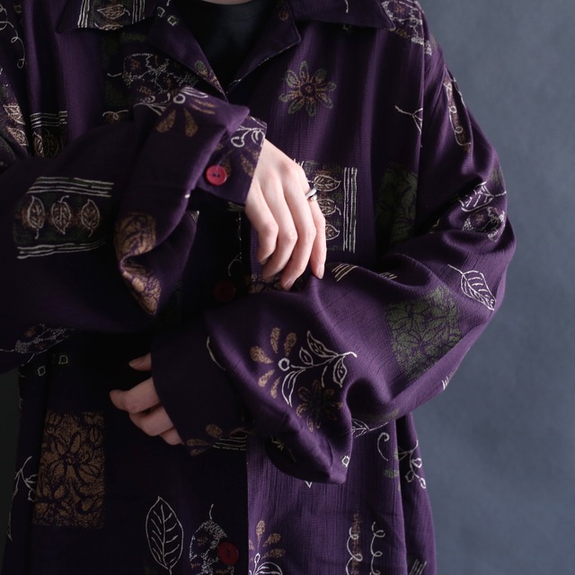 flower and reef art pattern loose shirt