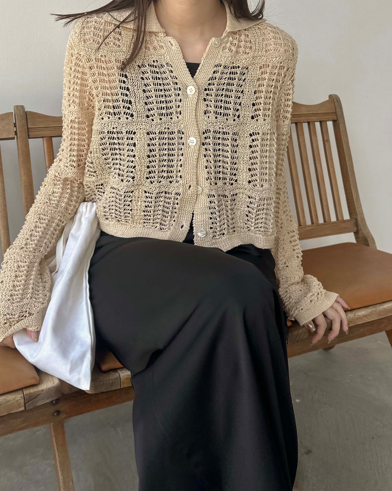 DU240523 mesh knit cardigan shirt【残り僅か】