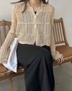 DU240523 mesh knit cardigan shirt【残り僅か】