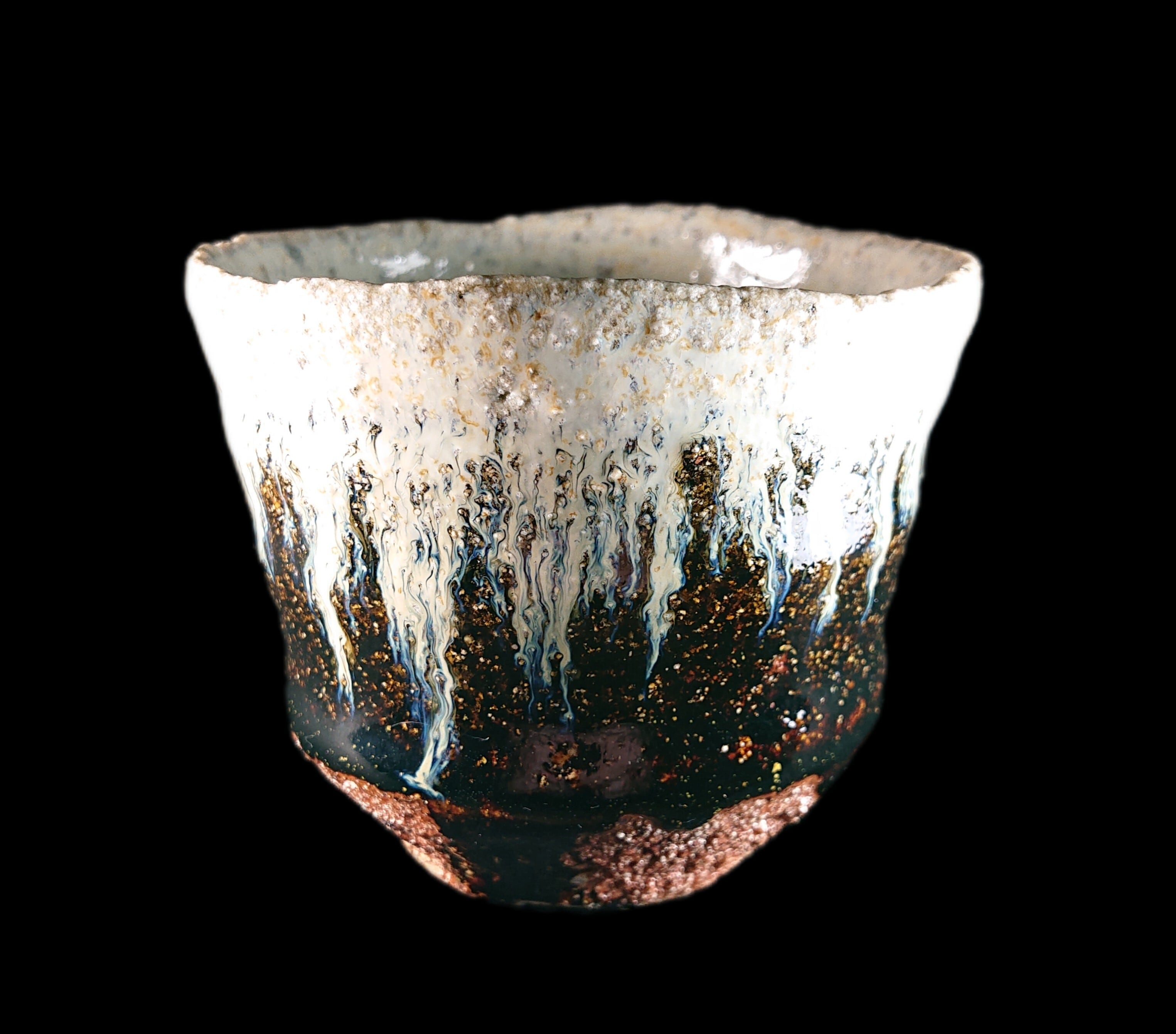 ◼️唐津焼 川上清美 朝鮮唐津ぐい呑 共箱、共布、栞あり 唐津の土を