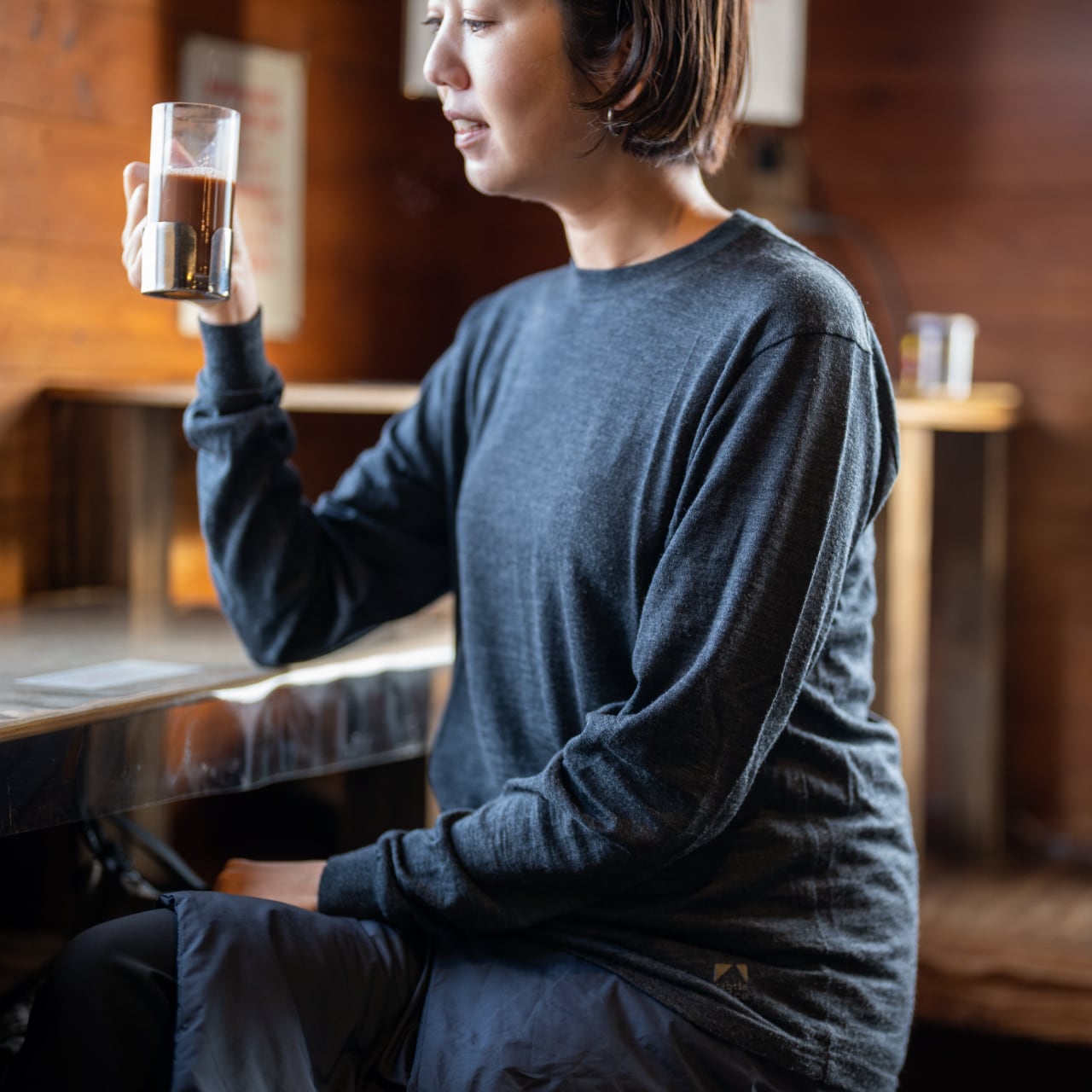 SV Wool Tee Long Sleeve [Coal Black] | subtle voice