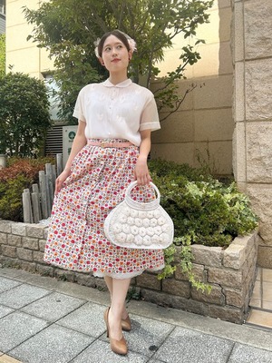 50's rose print flare skirt