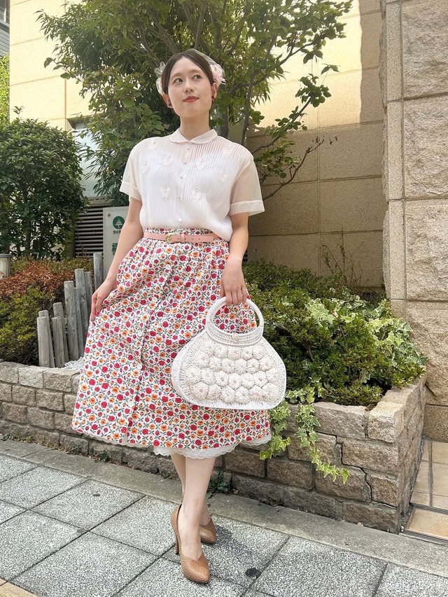 50's rose print flare skirt