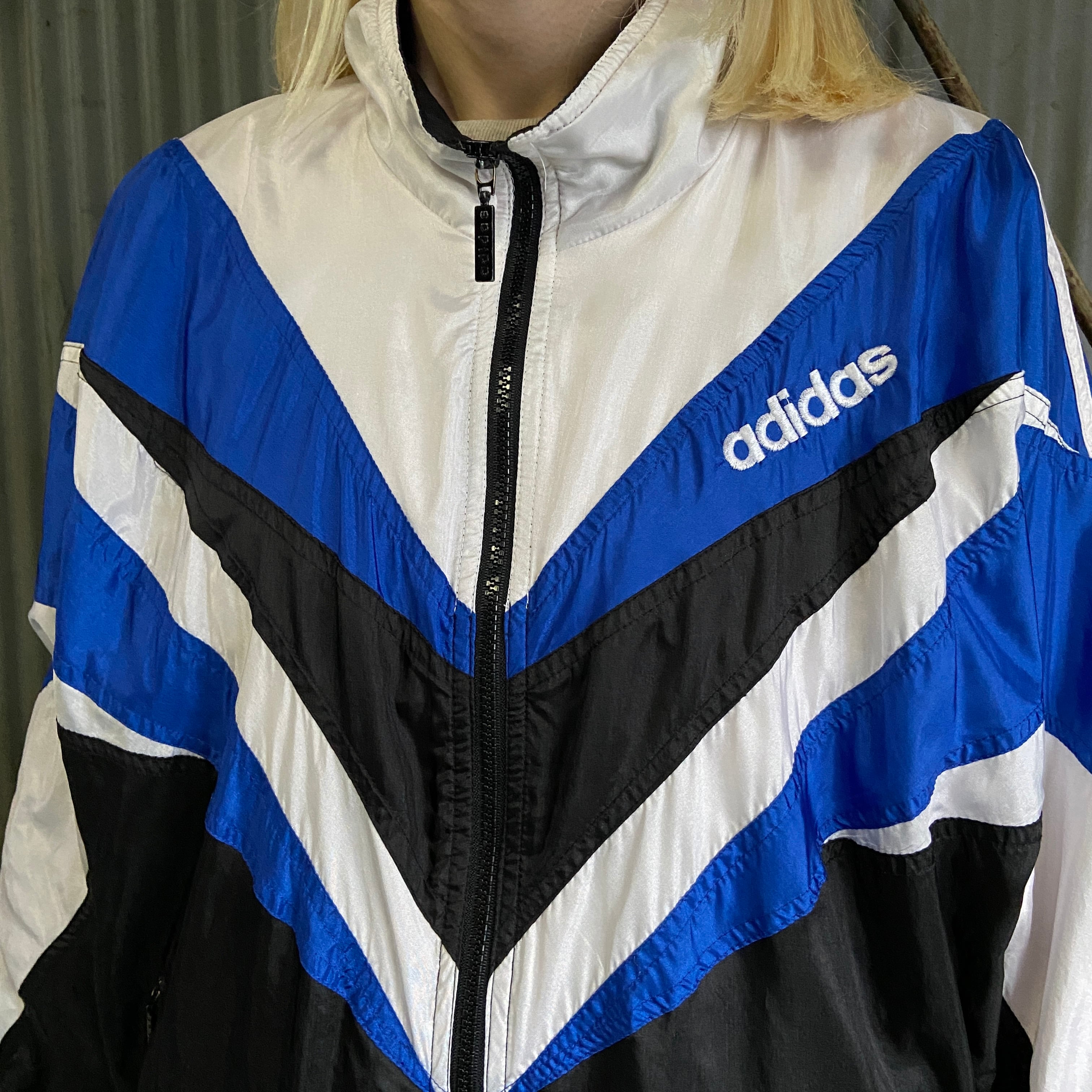 80年代 adidas アディダス ロゴ刺繍 切替 ナイロントラックジャケット
