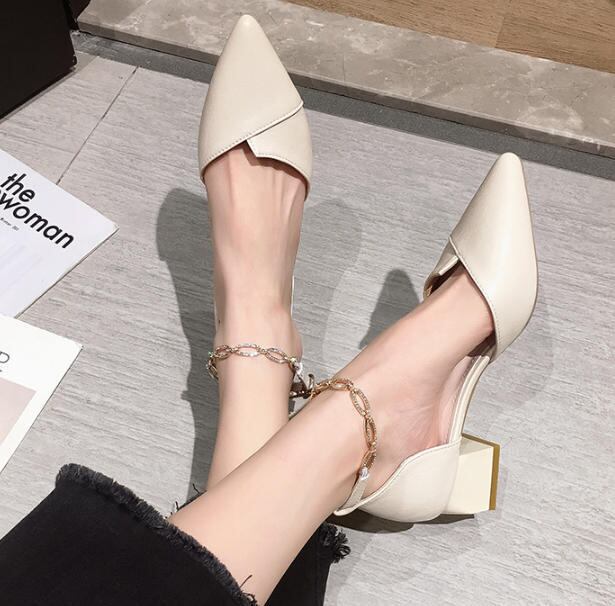 ポインテッドトゥ パンプス アンクルストラップ ローヒール きれいめ 上品 大人可愛い Luluca 韓国トレンドファッションluluca ルルカ