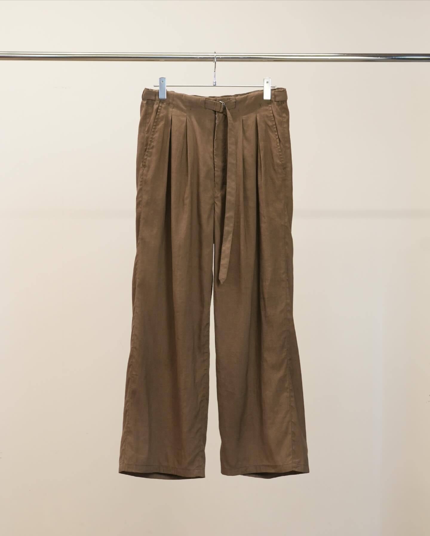 25SS】 ANCELLM DAMAGE WOOL 2TUCK SLACKS (BLACK) ANC-PT79-B | IAAAM