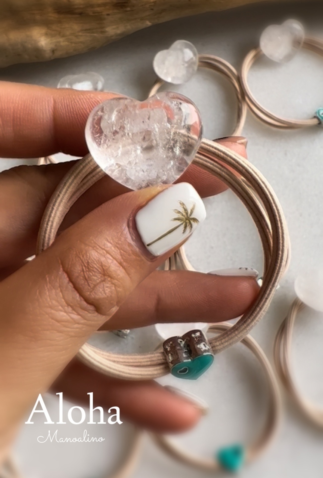 Pu'uwai Heart Crystal hair accessory(ハートクリスタルヘアゴム)