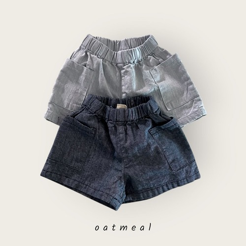 〘予約〙oatmeal / Pocket denim shorts
