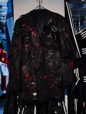 "vivid notes"Orb iconic design coating&dripping tailored jacket