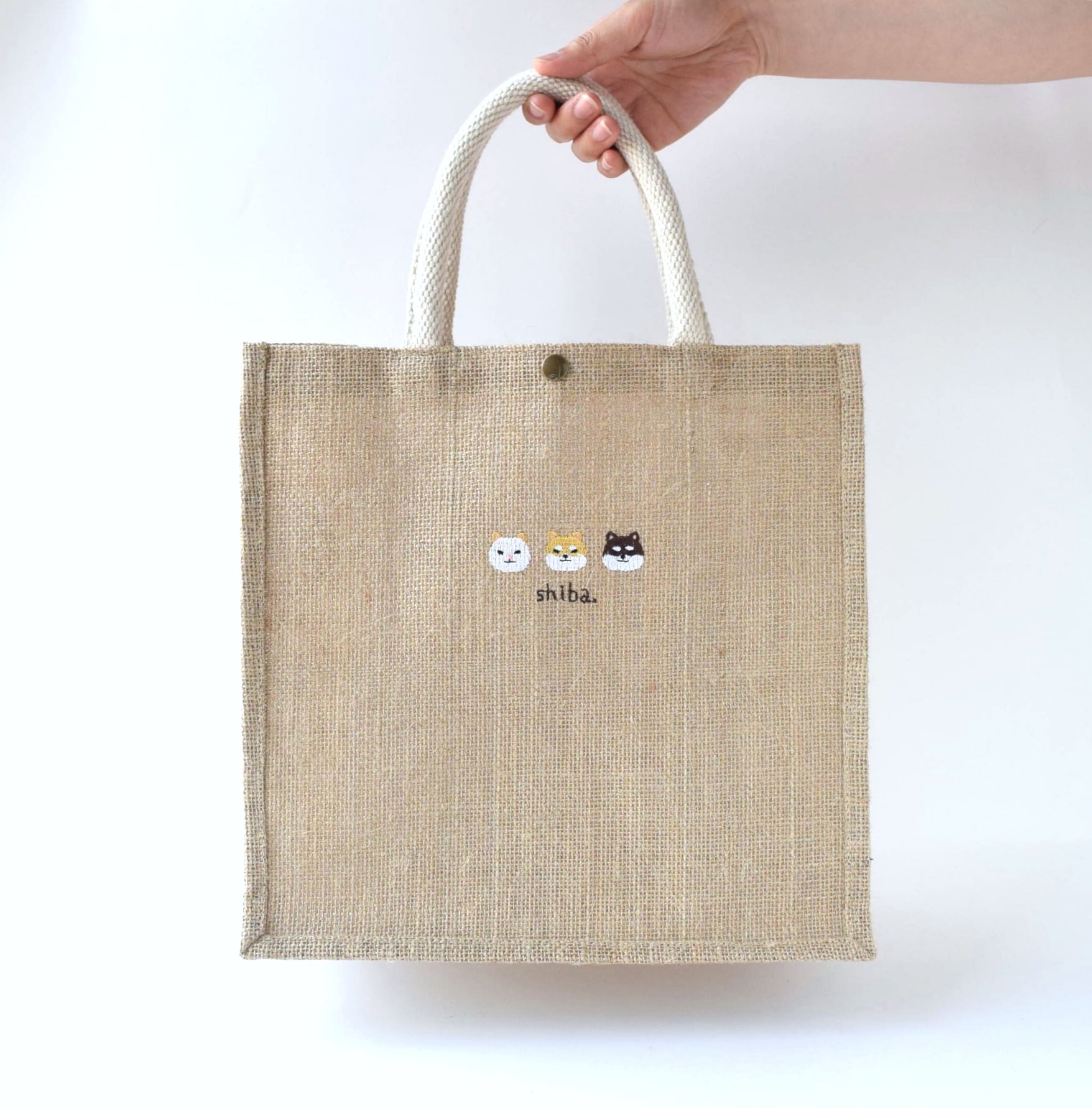 犬が選べる！刺繍ジュートバッグ ショルダー 2way 柴犬 かごバッグ