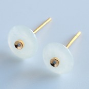 K10YG コインモチーフにダイヤモンドがキラリ！！耳元からちらっと覗く氷翡翠ピアス coin diamond A貨翡翠 jd_mm1124