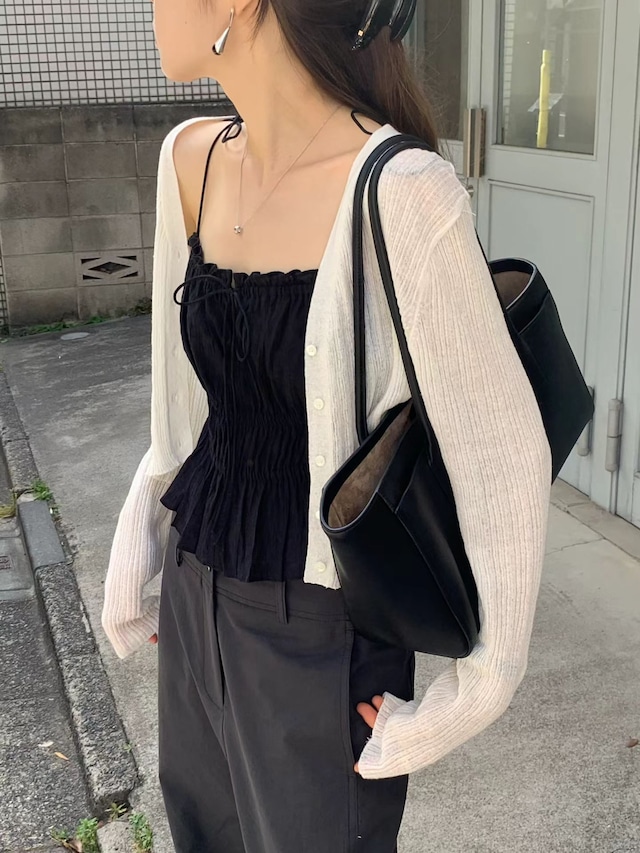 (OUNCE) ecru rib v cardigan / 3color
