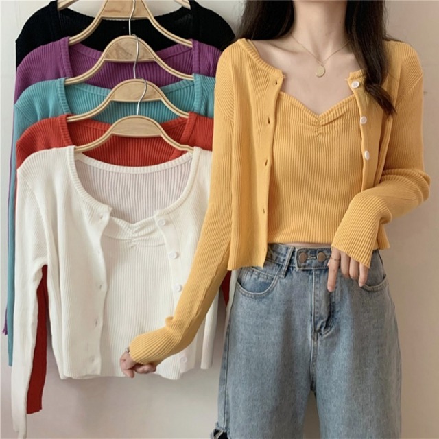 オータムサマーニットカーディガン 夏物 秋物 ハンチェンe14884968813