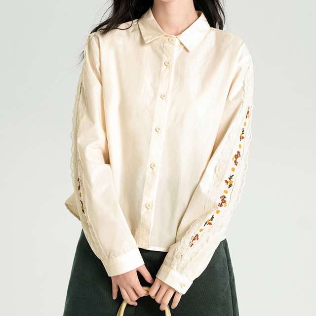 Floral Embroidery Lace Shirt　R0225