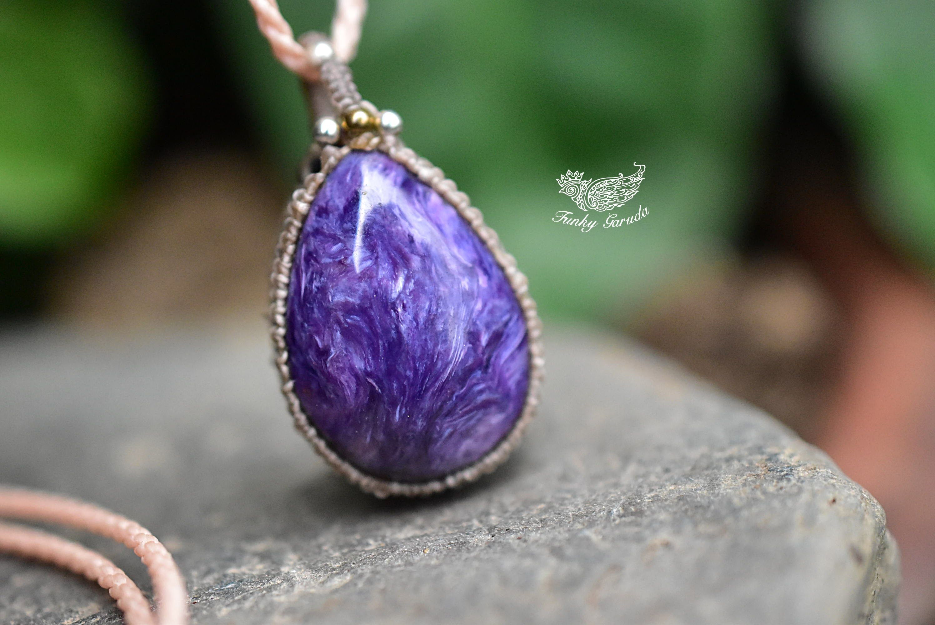 チャロアイトのマクラメネックレス 楽天市場】チャロアイト マクラメ