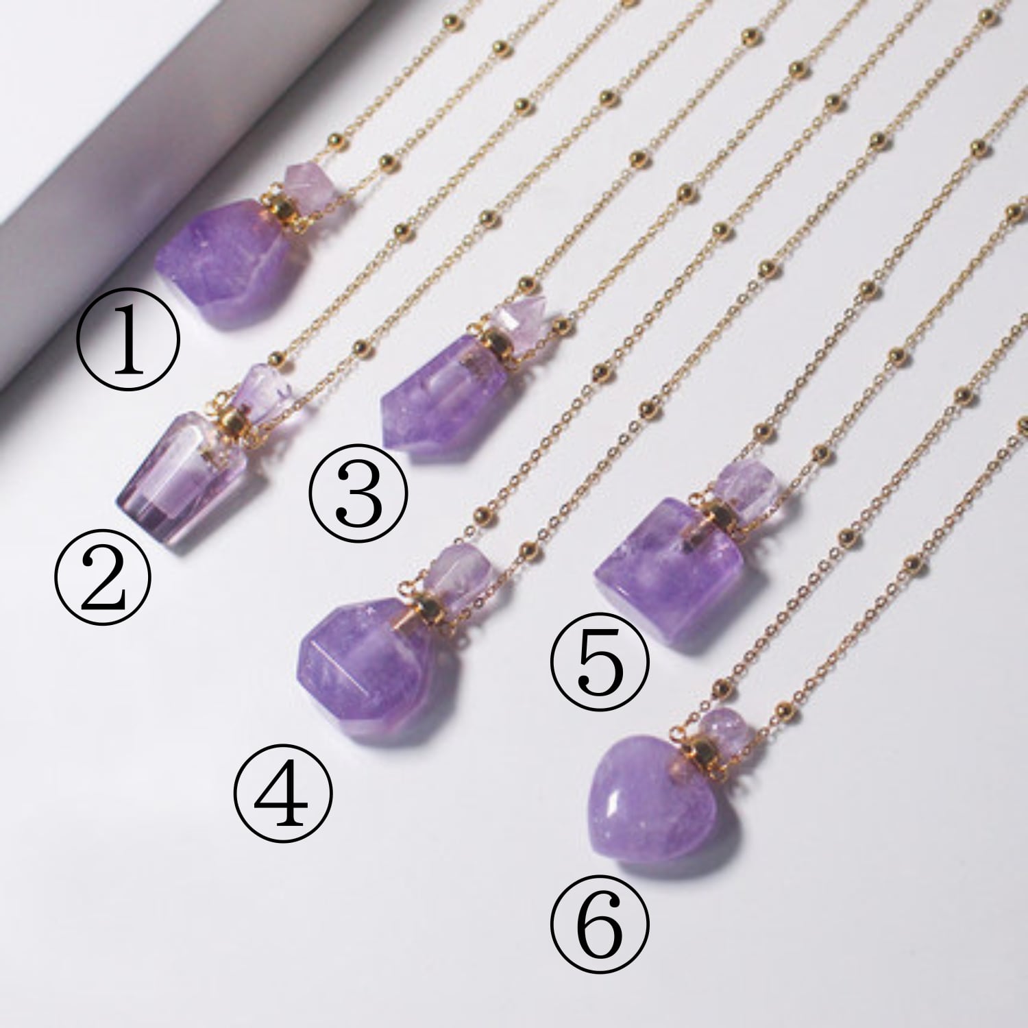 18k刻印あり アメジスト ~パープル香水ボトルネックレス