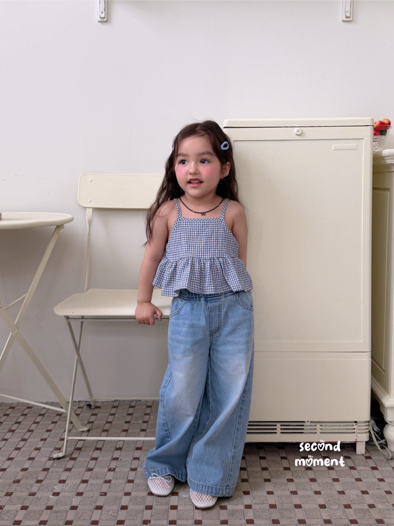 [second moment] Milky Check Frill Top (JS/JM/JL) / [세컨드모먼트] 밀키체크프릴탑 (JS/JM/JL)