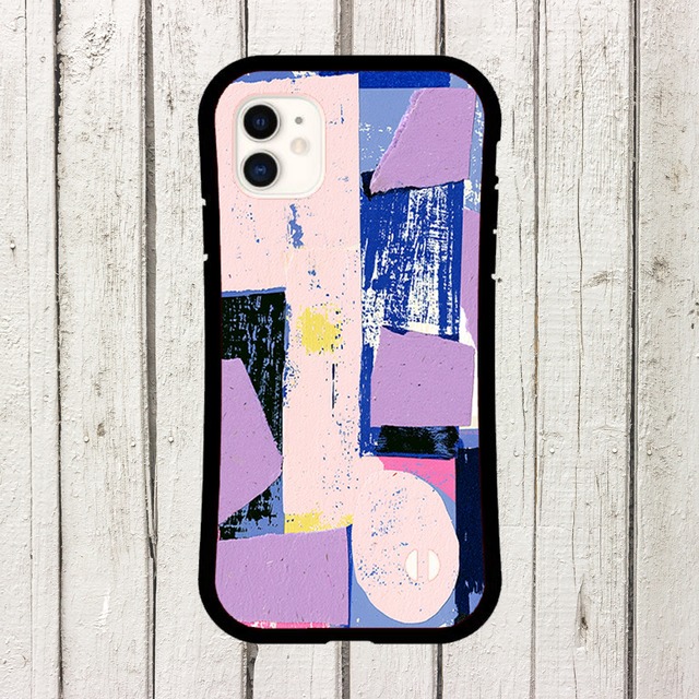 受注生産 iPhoneケース ラベンダー色の紙片コラージュ｜ZINE風 ZINE051A