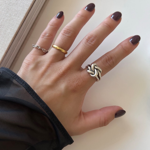 S925 silver/gold H chain ring (R29-2)