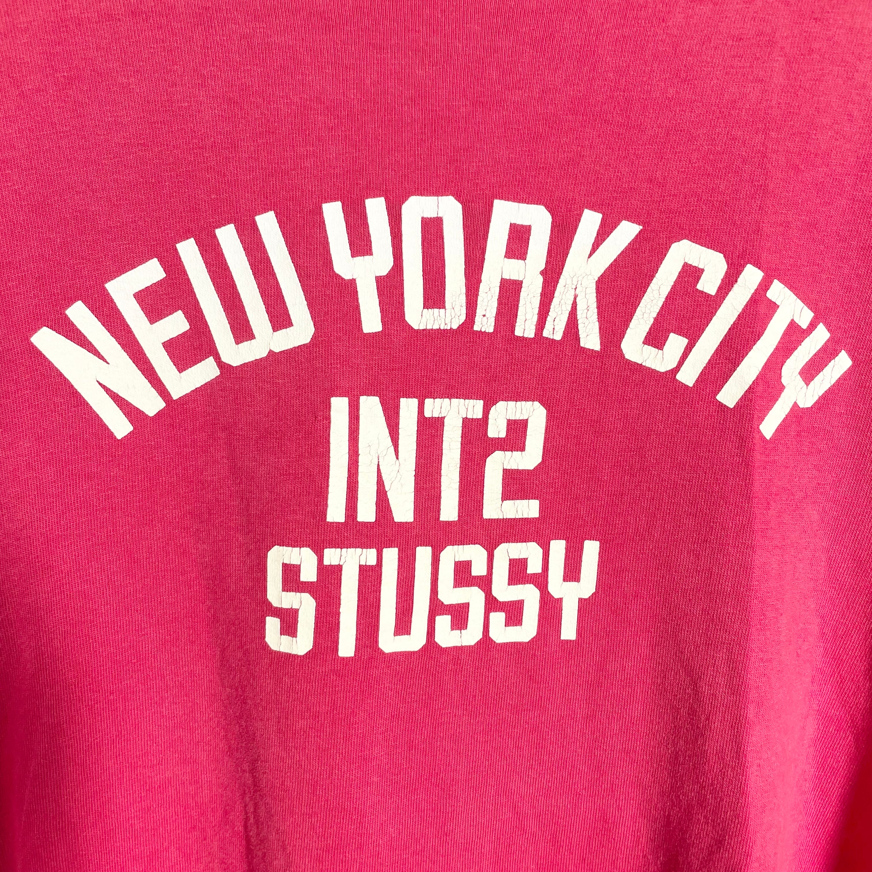 old stussy ロゴTシャツ赤　銀タグ　アメリカ製