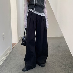 tuck wide casual pants　J00472