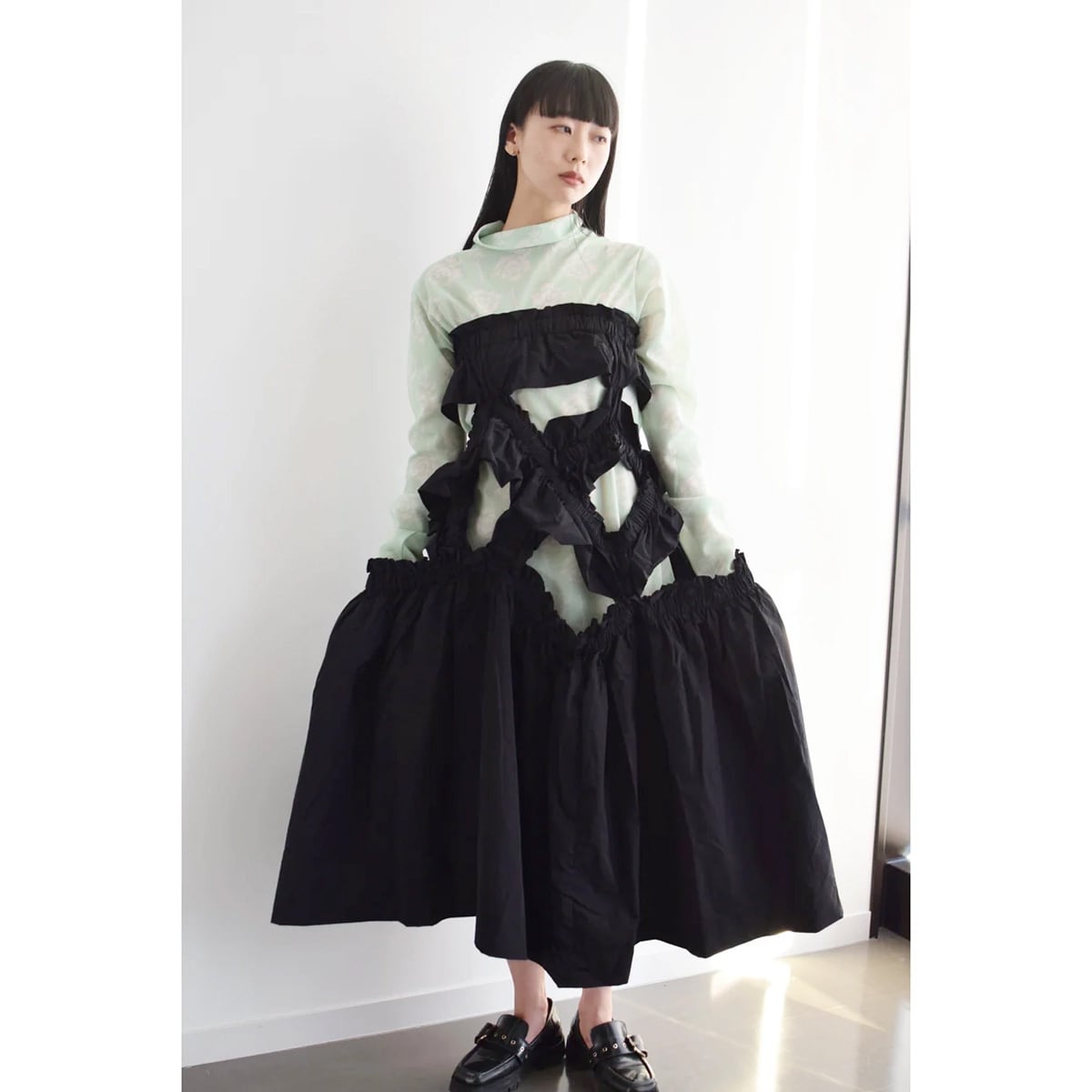 【HOUGA】kiki frill dress (black)