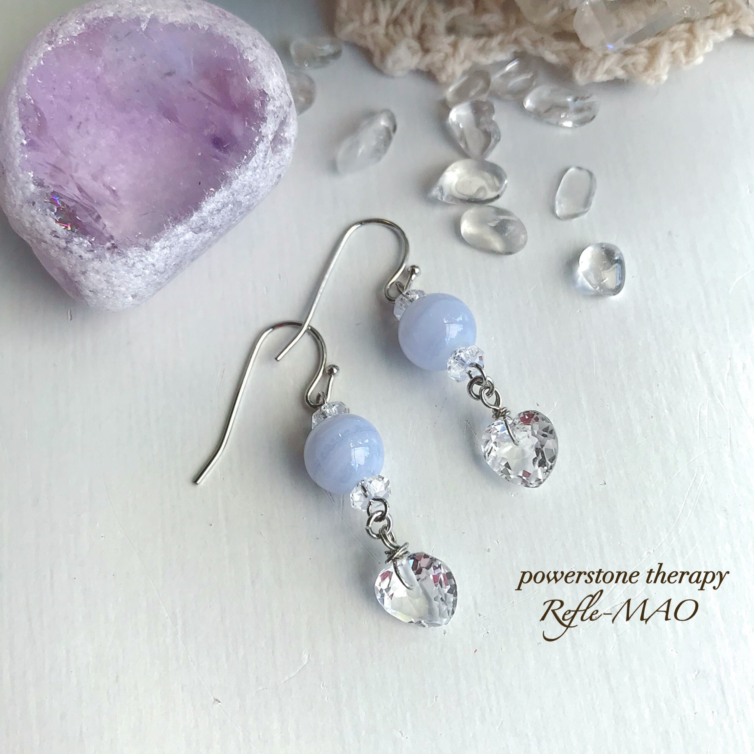 【075】鉱石のイヤリング／ピアス／ハート 075】鉱石のイヤリング／ピアス／ハート 【公式通販】