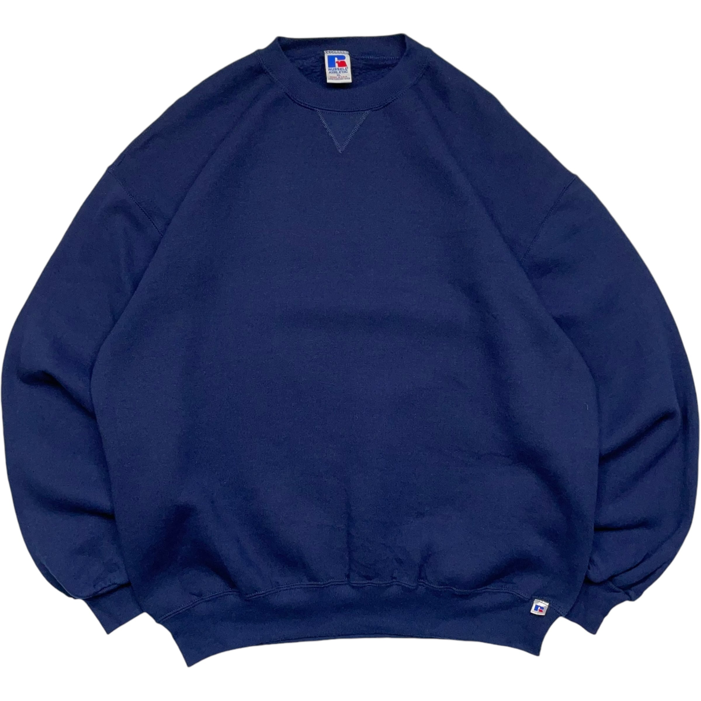 《XL》 russell athletic ラッセルアスレチック スウェット 前V 無地 ネイビー USA製 90年代 vintage no.4623