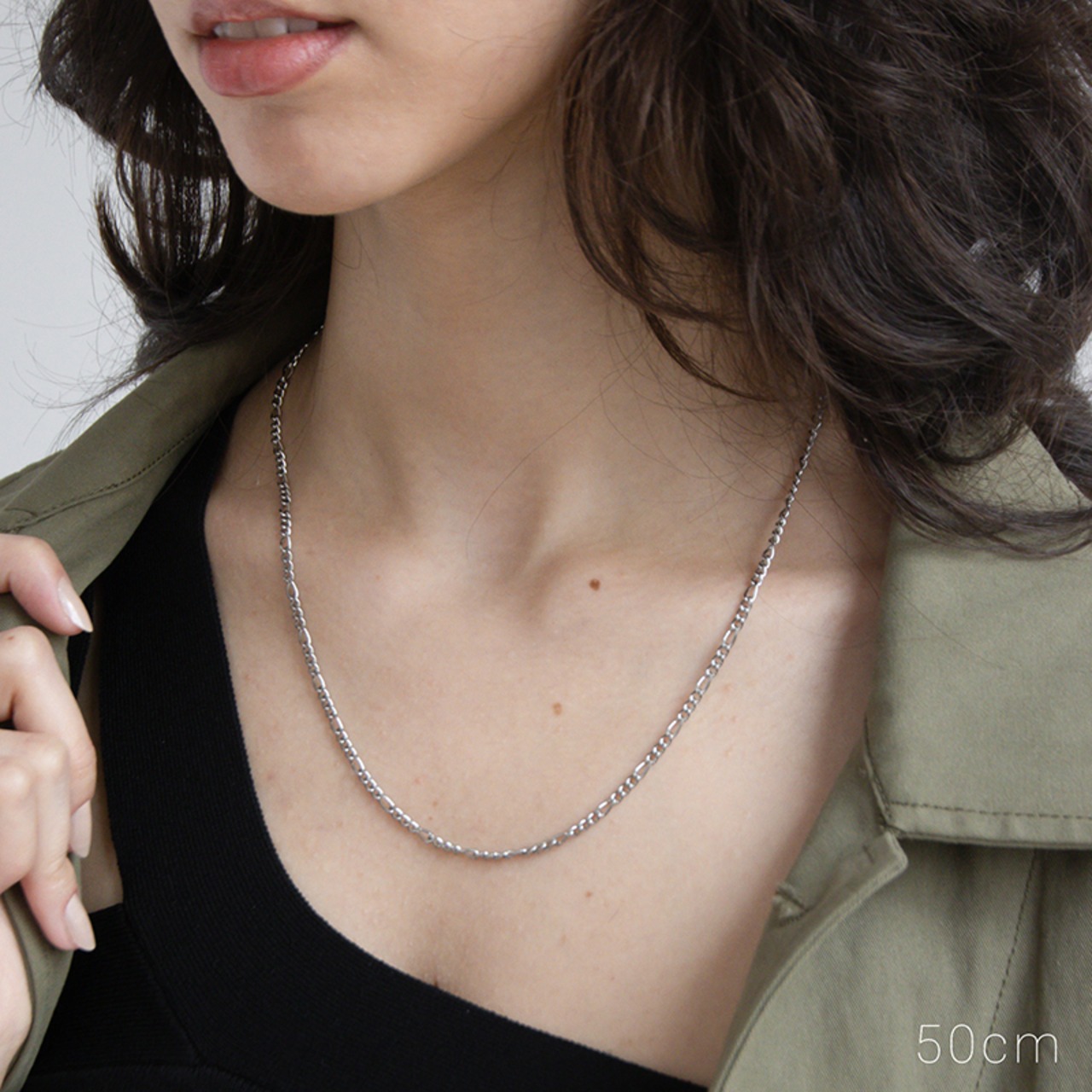 【ネコポス便】金属アレルギー対応の選べる長さとカラー！フィガロチェーンネックレス 2407