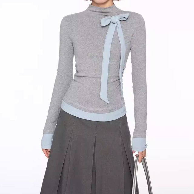 リボン付き　長袖Tシャツ　1col　AL2080