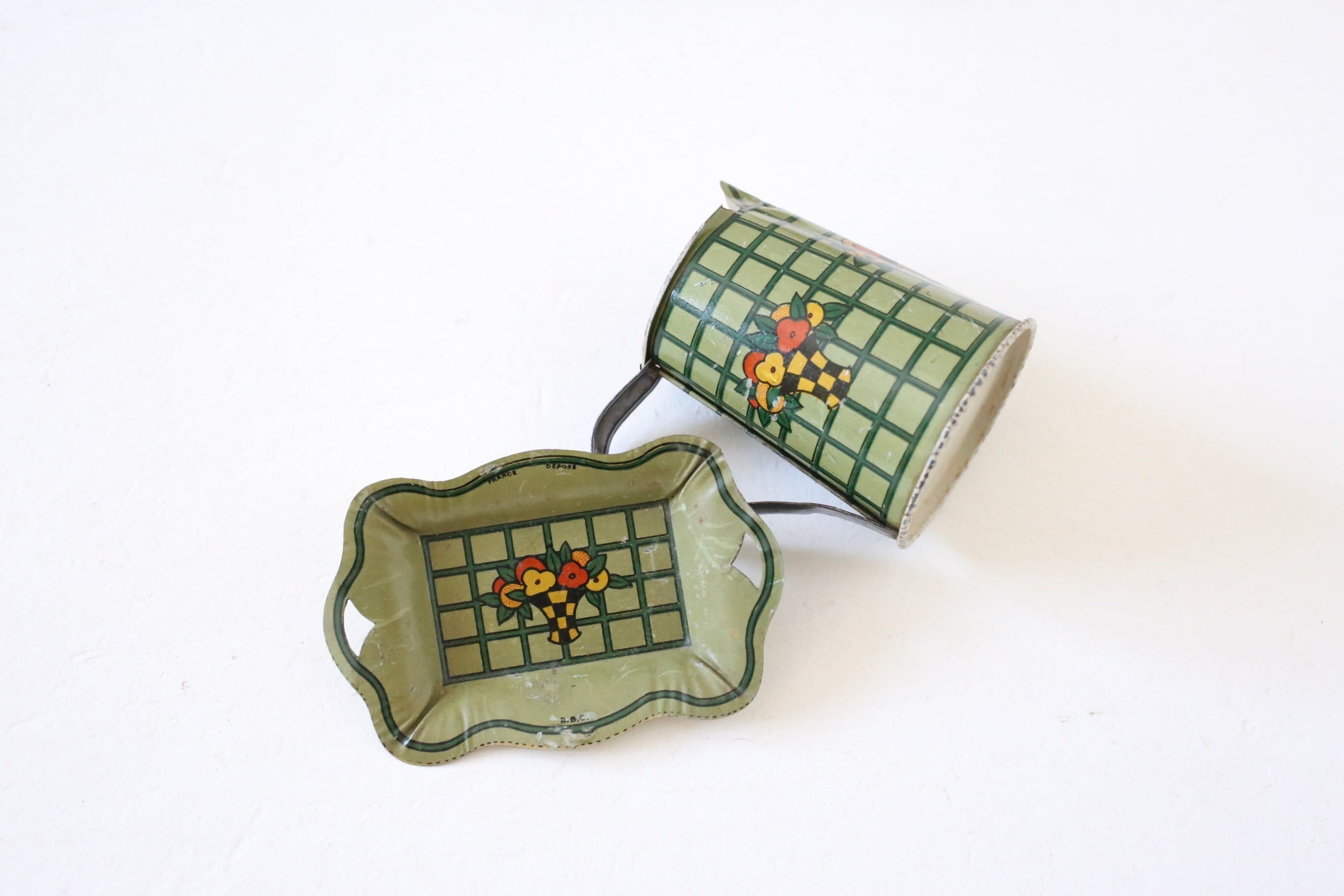 フランス アンティーク ブリキ Dinette ままごと用 6点セット N-05355