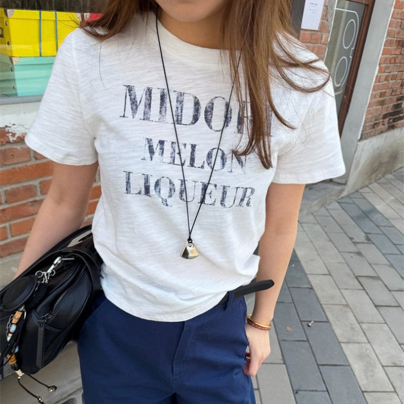 ダメージロゴプリント 半袖 Tシャツ 204684