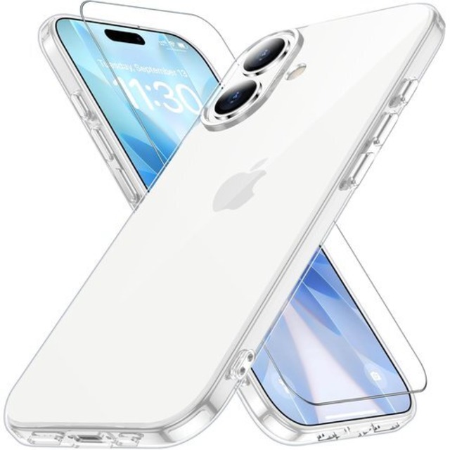 iPhone17 用 ケース クリア 米軍MIL規格 ガラスフィルム付き アイフォン17 用 ケース 耐衝撃 黄ばみ防止 耐久性 アイホン17 用 スマホケース ワイヤレス充電対応 SGS認証 あいほん17対応 あいふぉん17 用 カバー 6.3インチ 透明 ストラップホール付き gogorelax 36