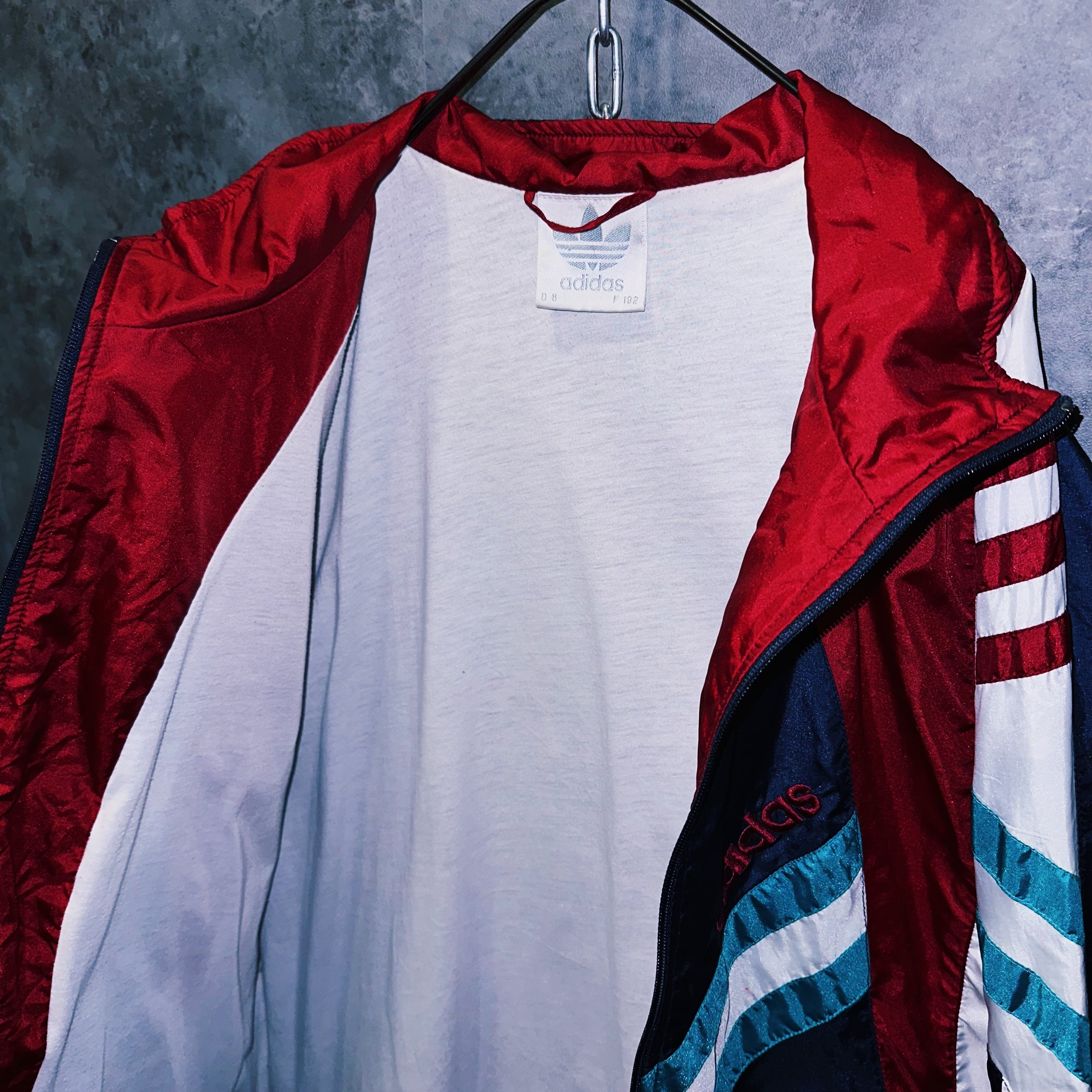 ユーロアディダス 赤 ネイビー3本ライン 即決 レアデザイン 180サイズ ユーゴスラビア製 80s ヴィンテージ