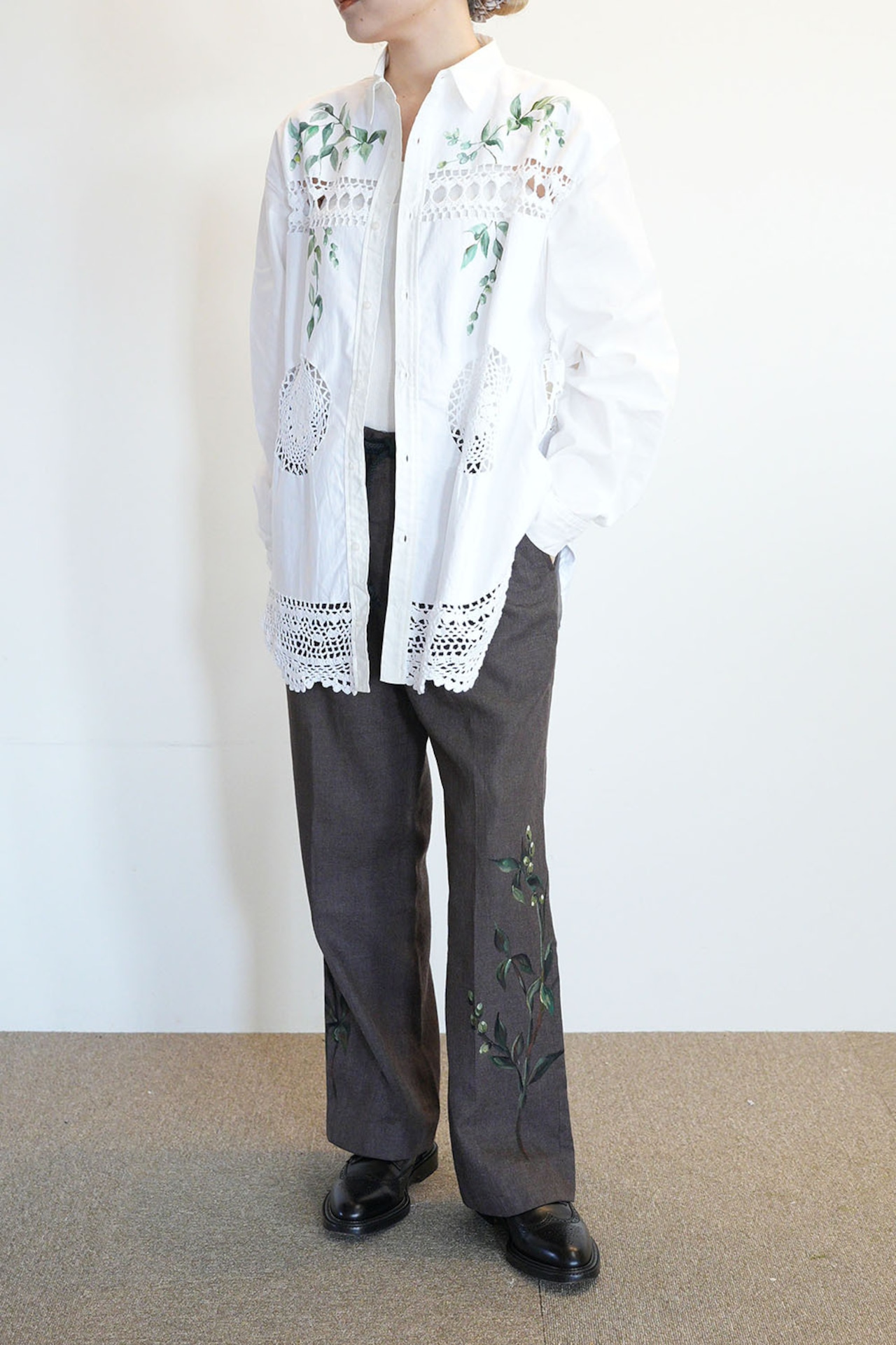 vintage lace big shirts-leaf