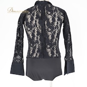 社交ダンス 衣装 ブラウス トップス 黒 レース メンズ 男性 長袖 ダンス パーティ 発表会 デモ 競技 パーティ衣装 ラテン ジャズ ブラック系 スタイリッシュ エレガント フォーマル おしゃれ ダンスウエア