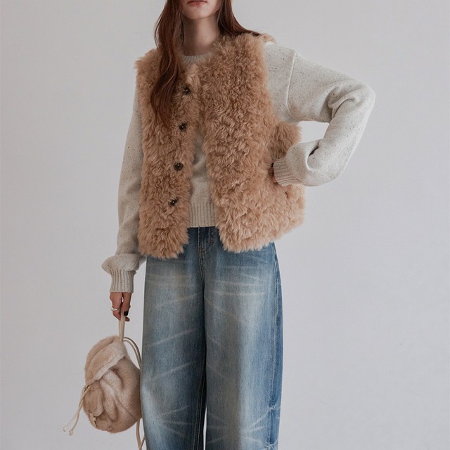 リバーシブルファー ベスト　M0437