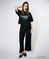 COOLAグラフィティプリントクロップドTシャツ&パンツ (BLACK)　CQ-48144