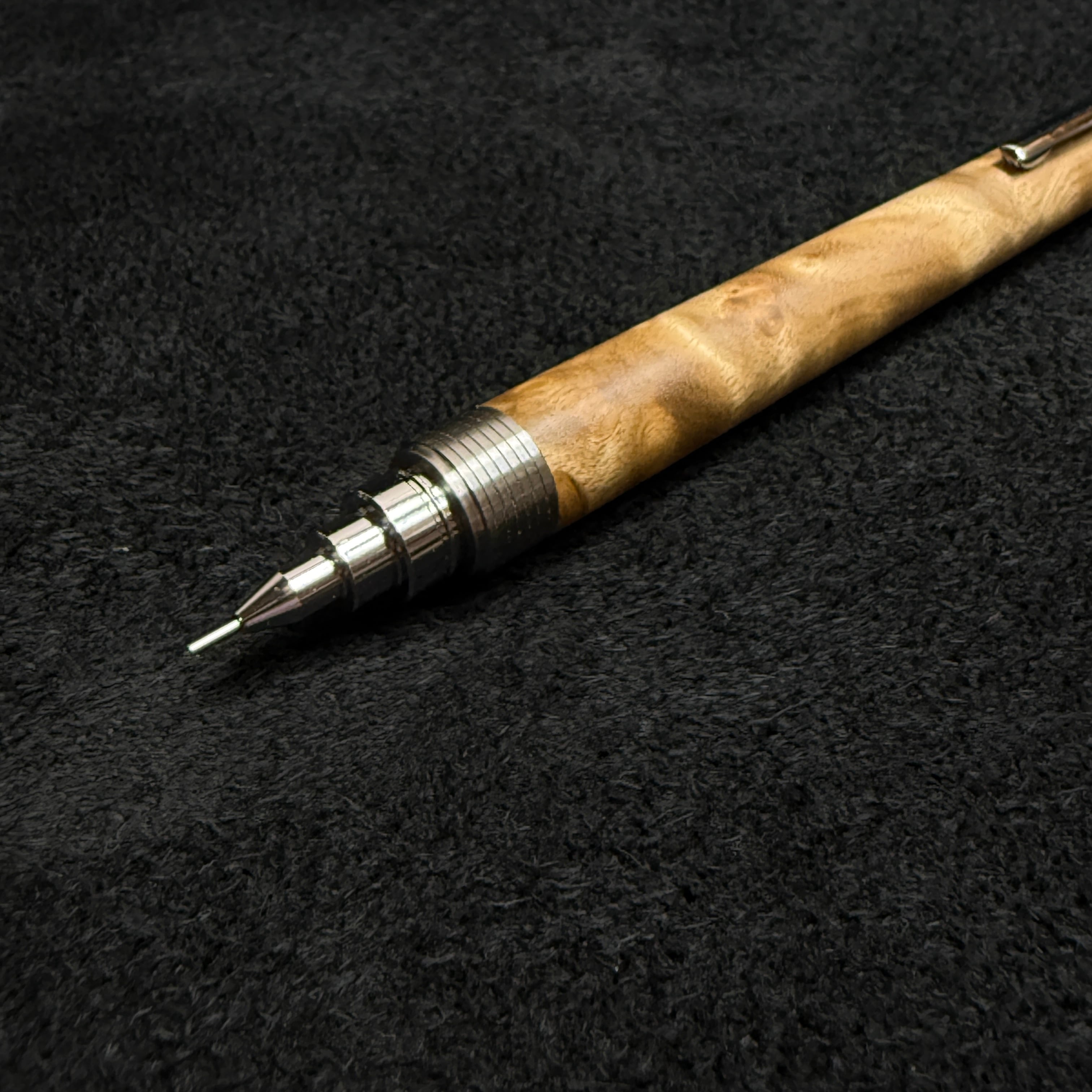 259マーブルウッド木製シャーペン 超低重心溝付き ステンレス | handwood
