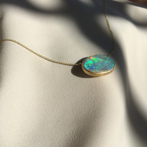 White (Crystal) Opal Blue Reversible Necklace