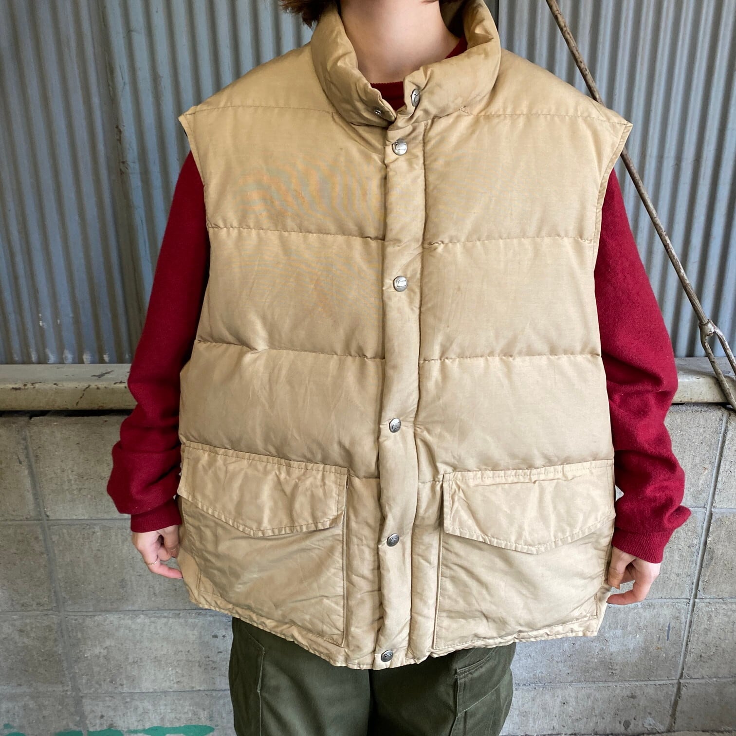 希少80's  wool rich  ダウンベスト　USA製　チャコールグレー