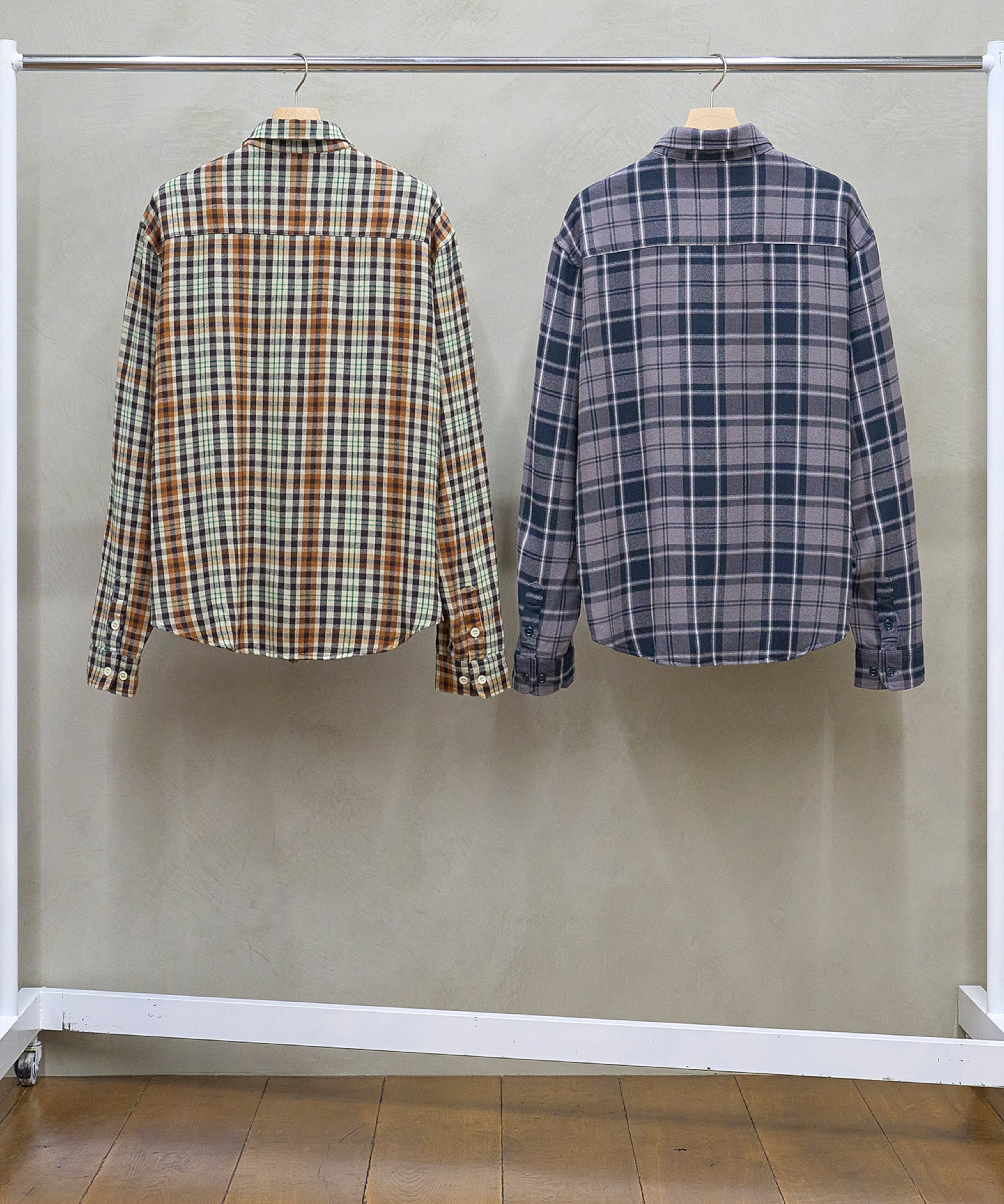 25AW unused US2524 レーヨンチェックシャツ 先染め