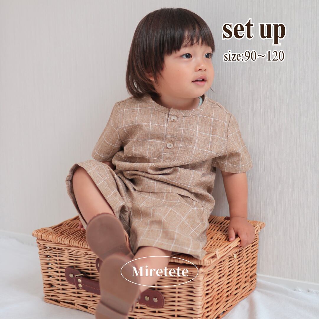 【取寄】格子柄がおしゃれなノーカラーセットアップ