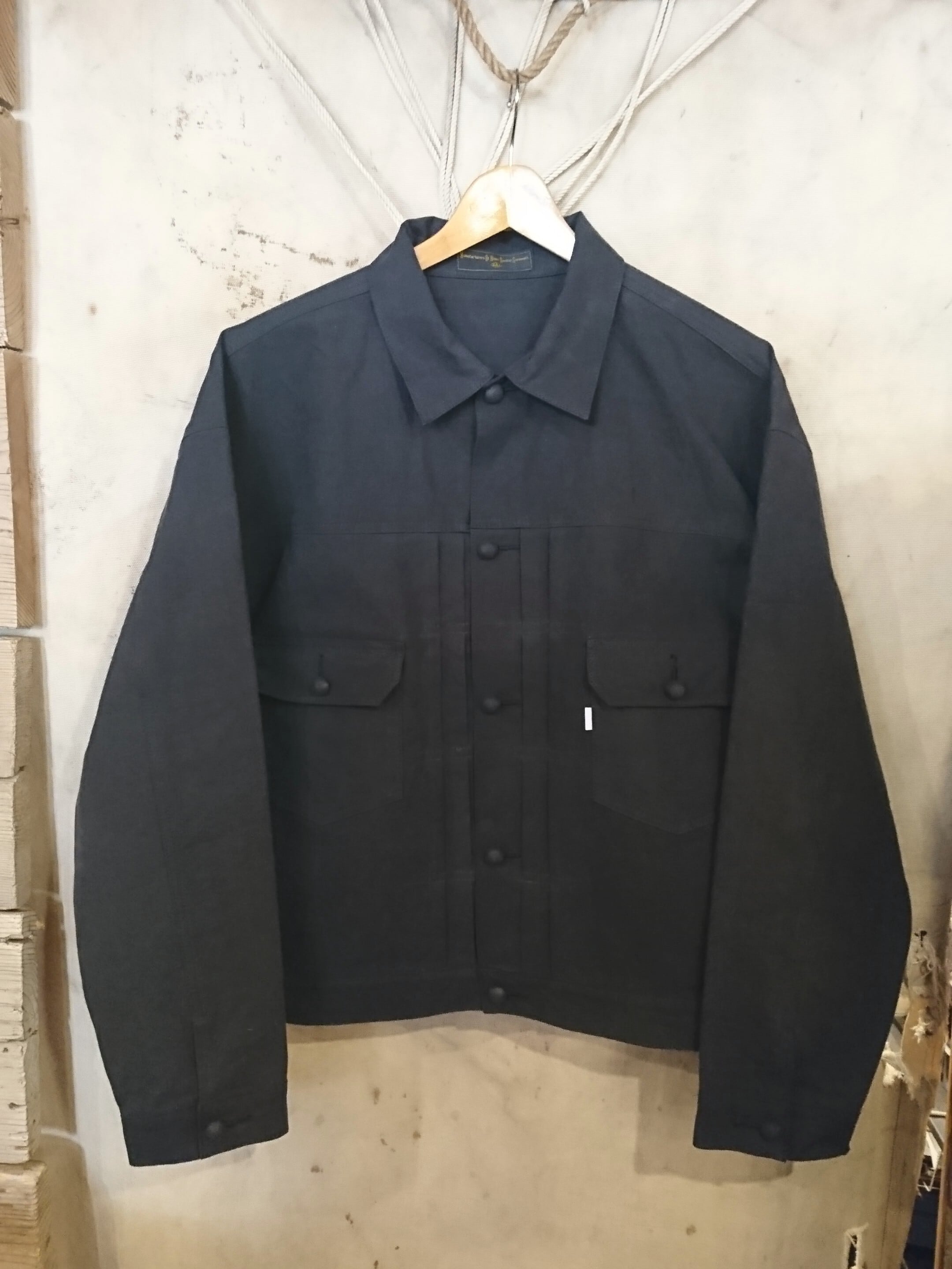 "BAA SUPERIOR PLEATS SHHRT" BLACK DYE Wide Size②