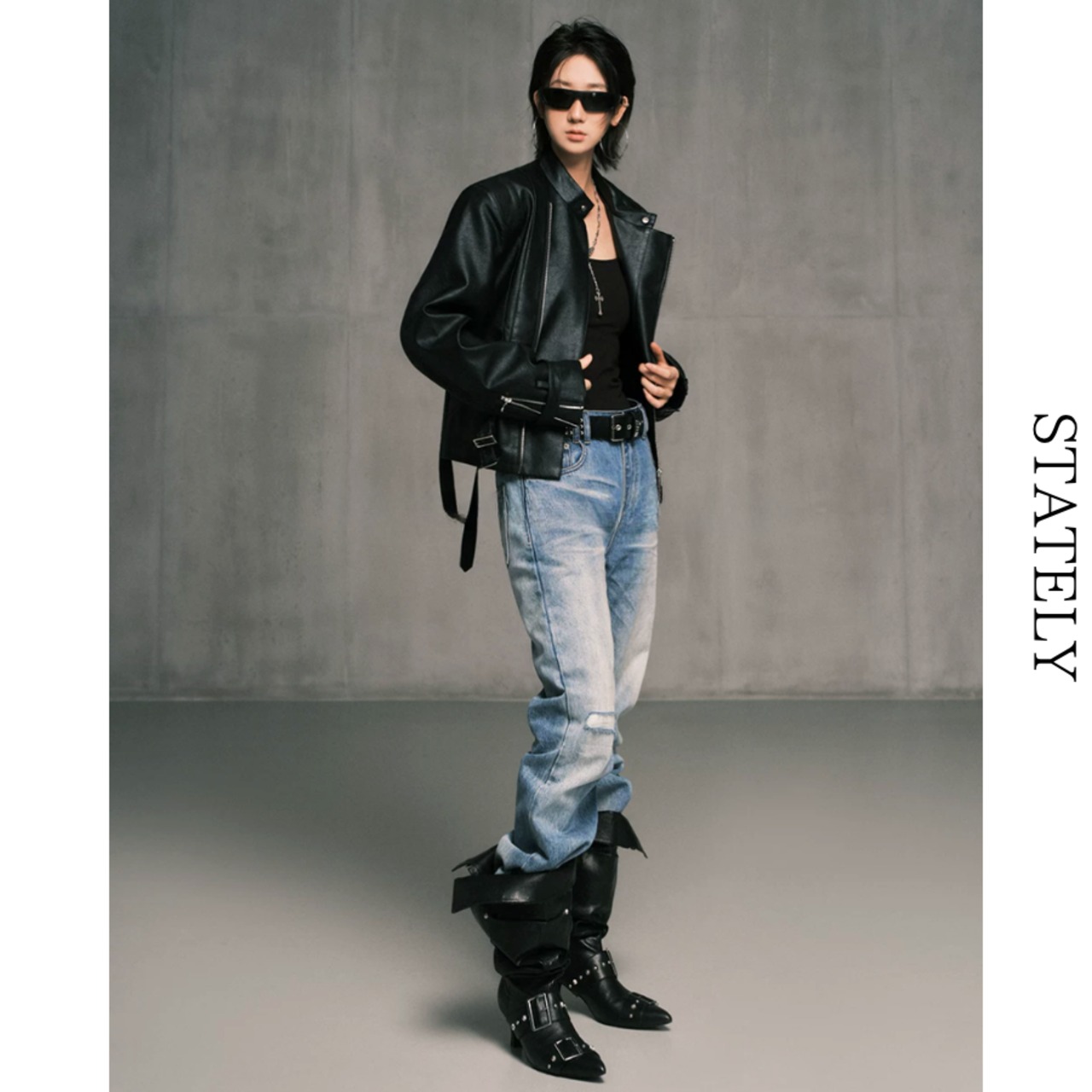 Asymmetry Zip ライダースジャケット/2color_O64・画像4