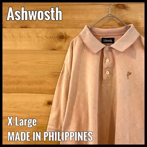 【Ashwosth】XL ビッグサイズ ポロシャツ 柄物 総柄 刺繍ロゴ US古着 アメリカ古着