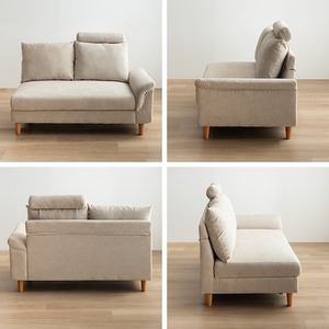 2人掛け 収納カウチソファ オットマン付き 2点セット