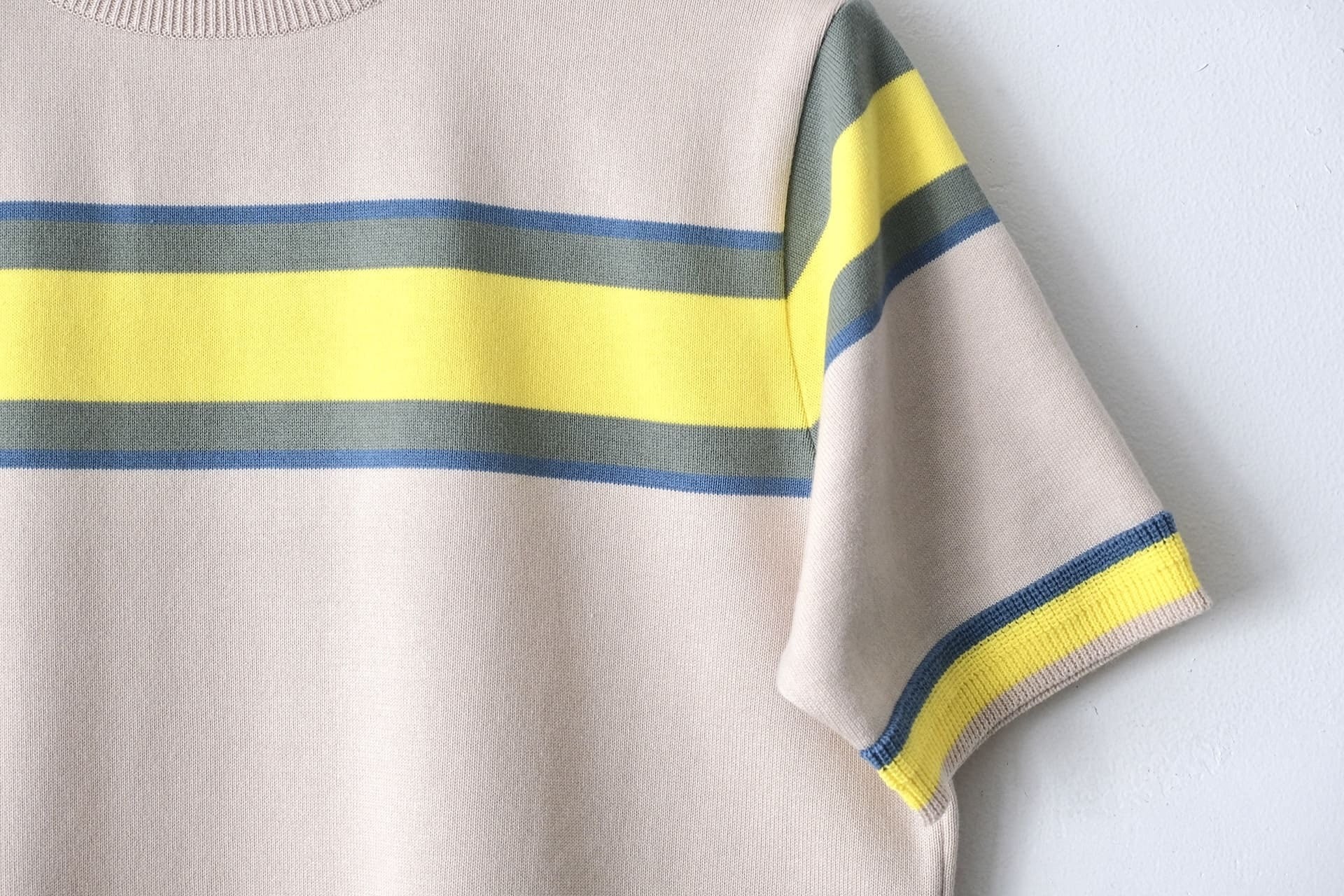 FUJITO Border Knit T-Shirt Black Border,Beige Border | Directors
