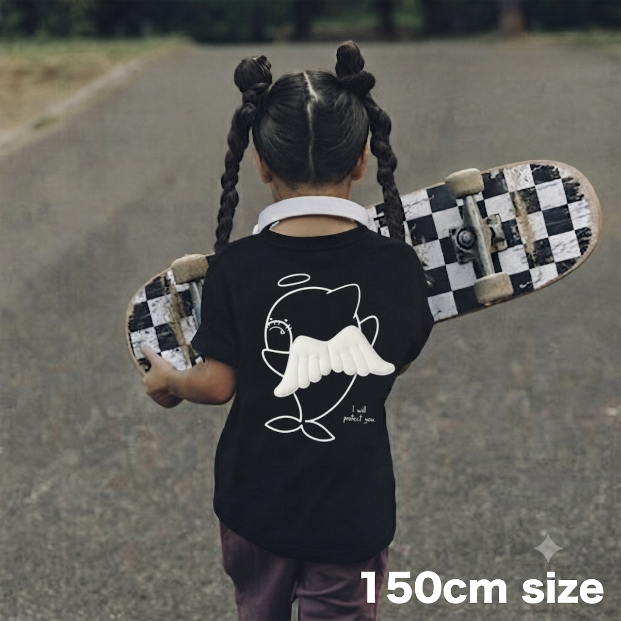 【KIDS】150サイズ　TOO CUTE TO BITE – ANGEL SHARK 【天使の羽】サメTシャツ｜立体羽デザイン シャークT - 1